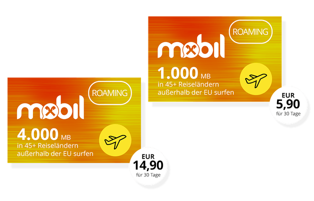 Abbildungen des 1.000 MB und des 4.000 MB Roamingpaketes