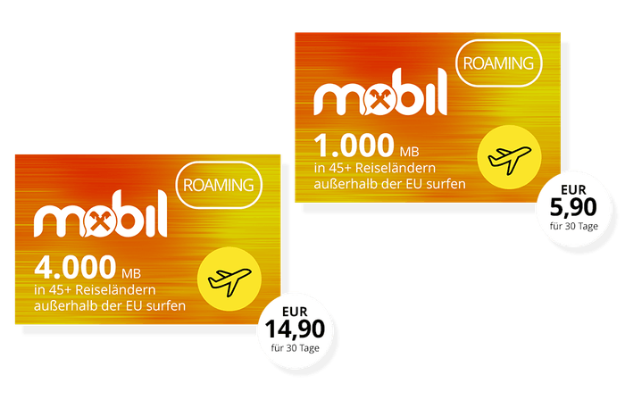 Abbildungen des 1.000 MB und des 4.000 MB Roamingpaketes